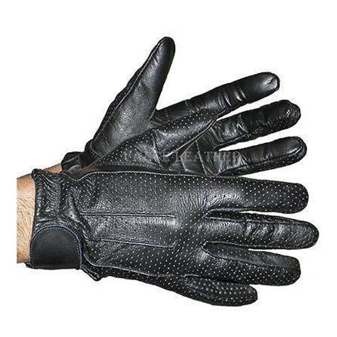 Vance VL407 Men's Black Perforated Leather Driving Gloves